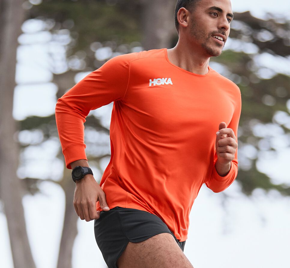 Comprar Camiseta Hoka One One Con Descuentos Performance 3 4 Sleeve Hombre Rojas